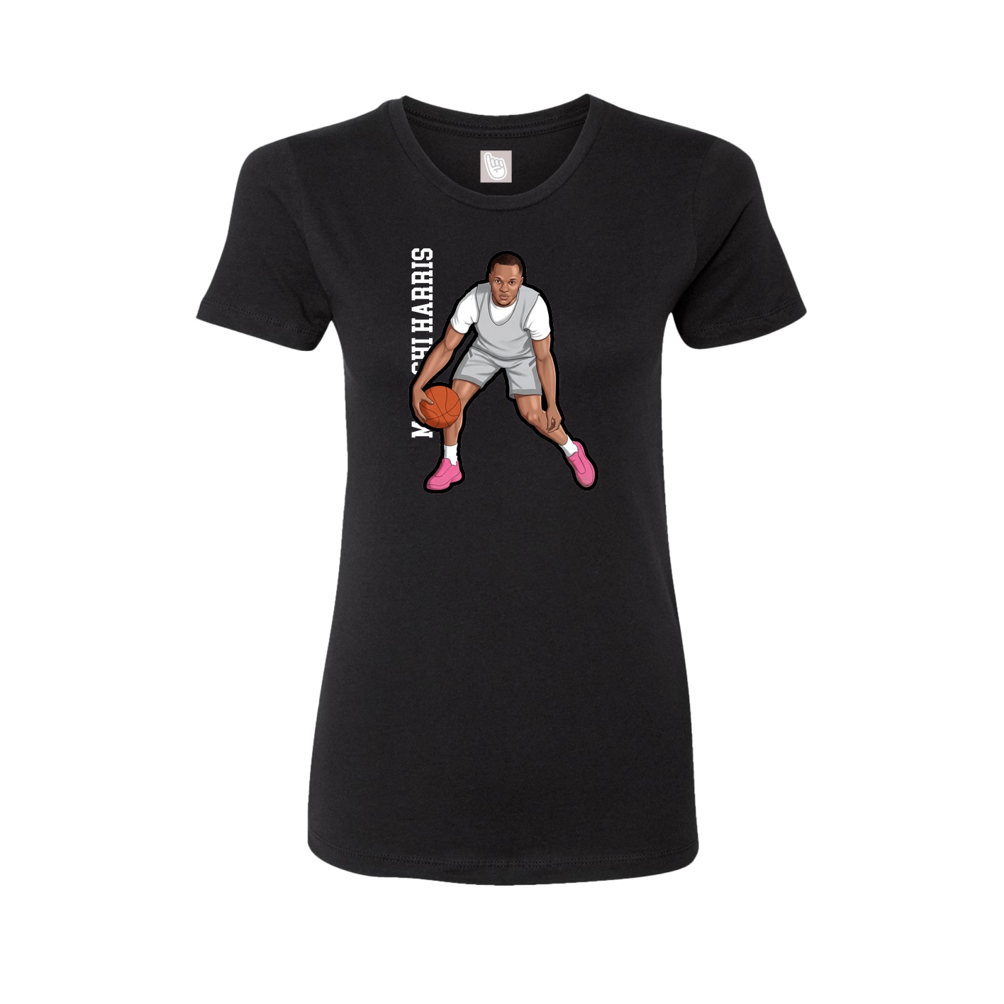 Fitted Women's Tee — Name Vertical in Black