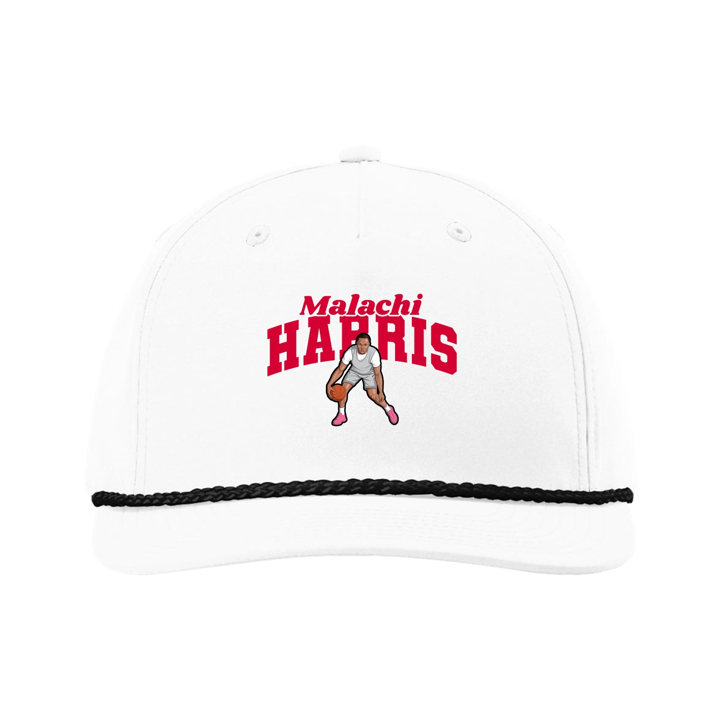 Five-Panel Classic Rope Cap — Signature Arch in White