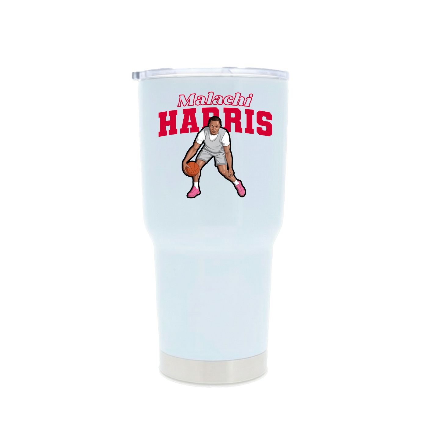 30oz Stainless Steel Tumbler — Name Arch in White