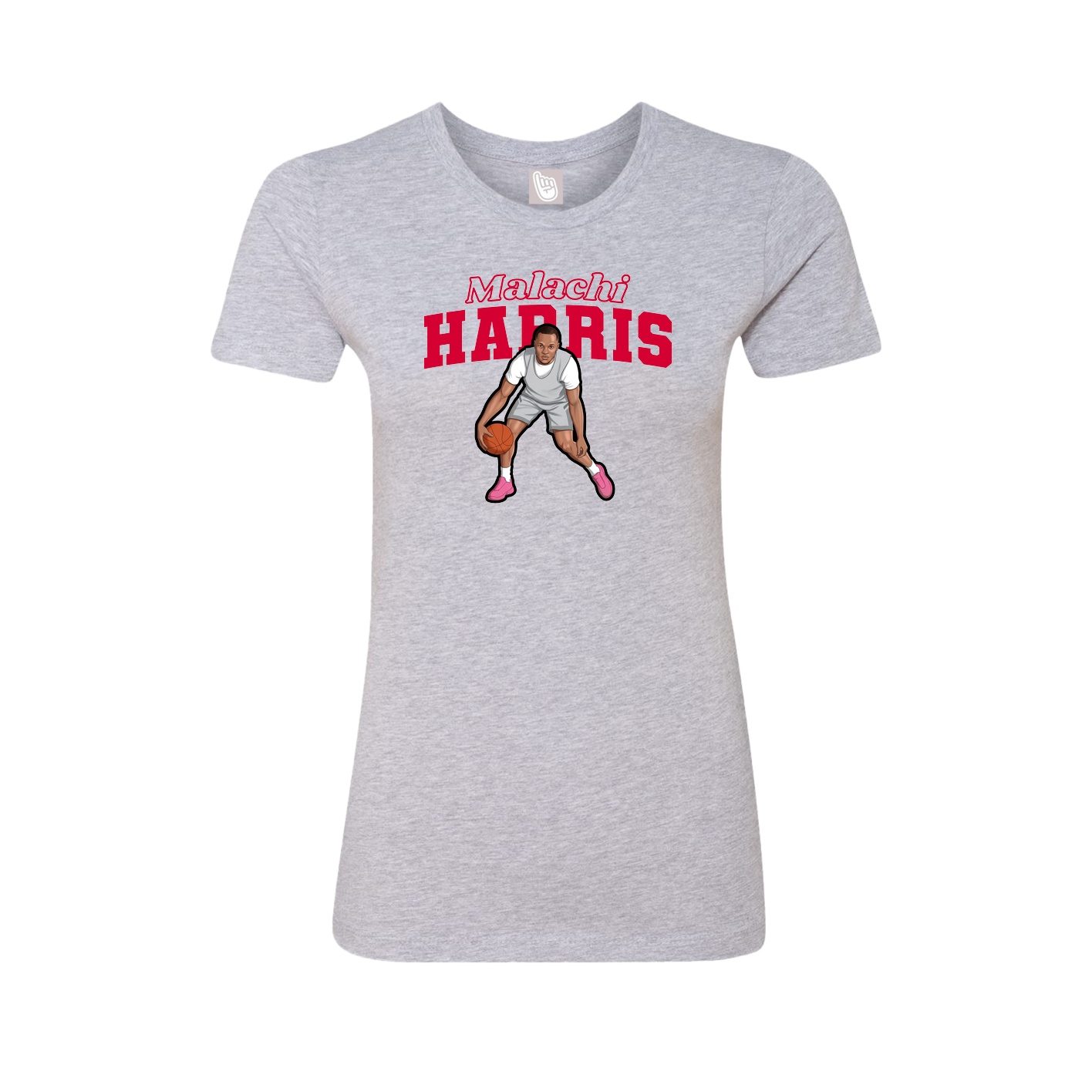 Fitted Women's Tee — Name Arch in Grey