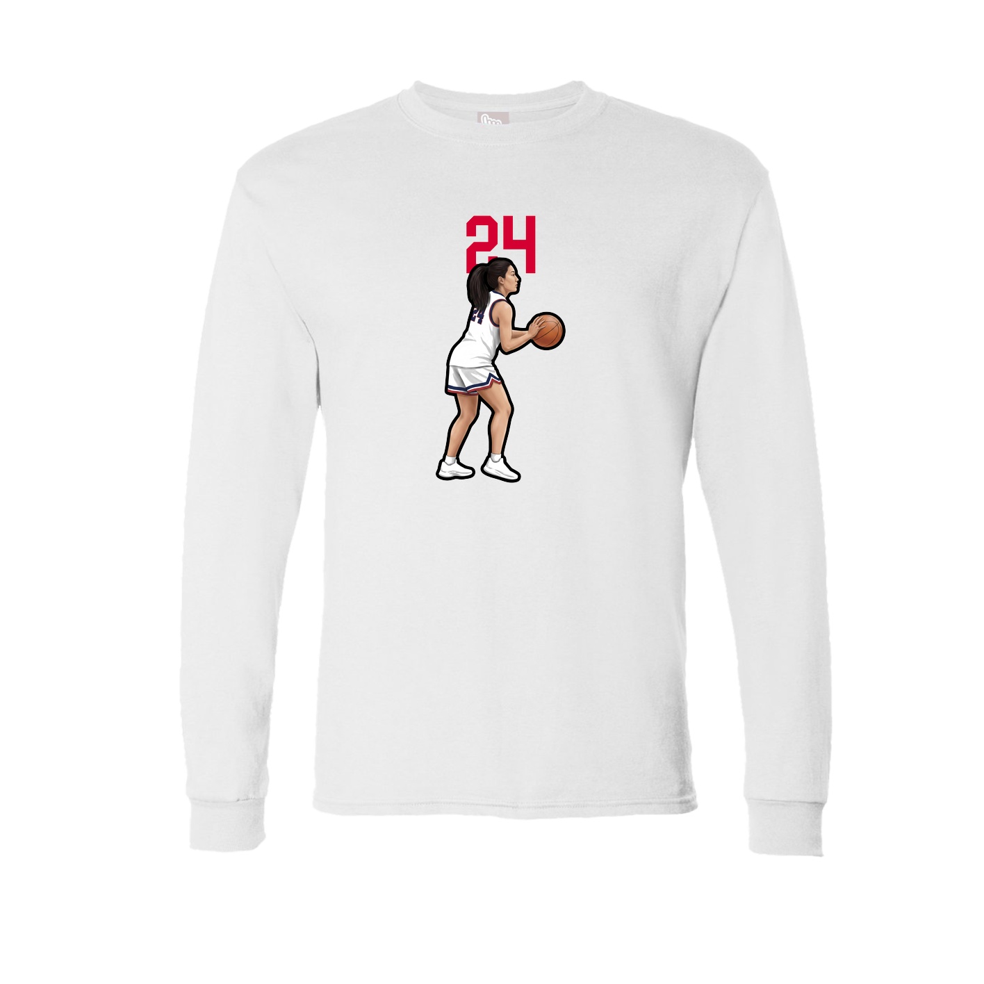 Long Sleeve Tee — Number Top in White