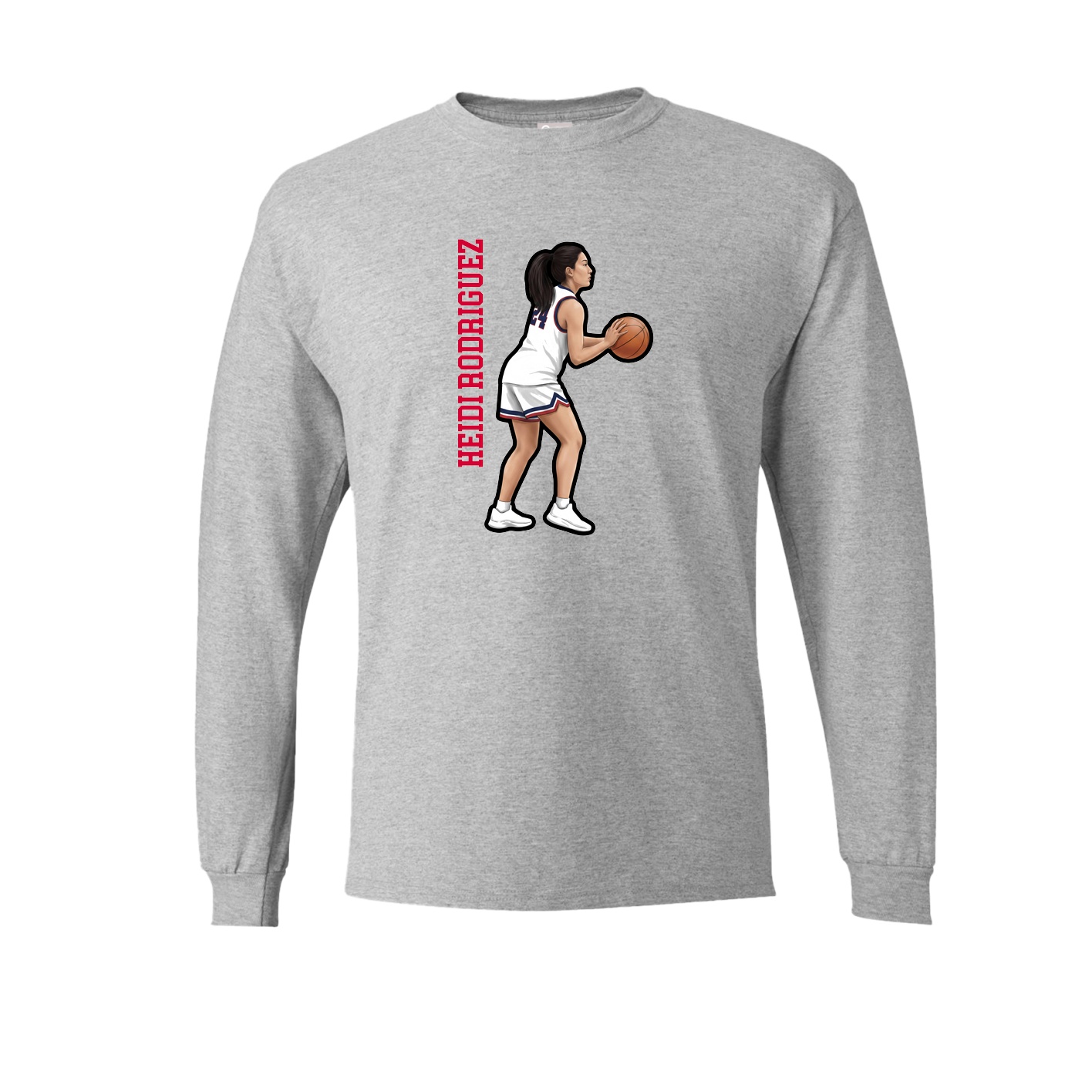 Long Sleeve Tee — Name Vertical in Grey
