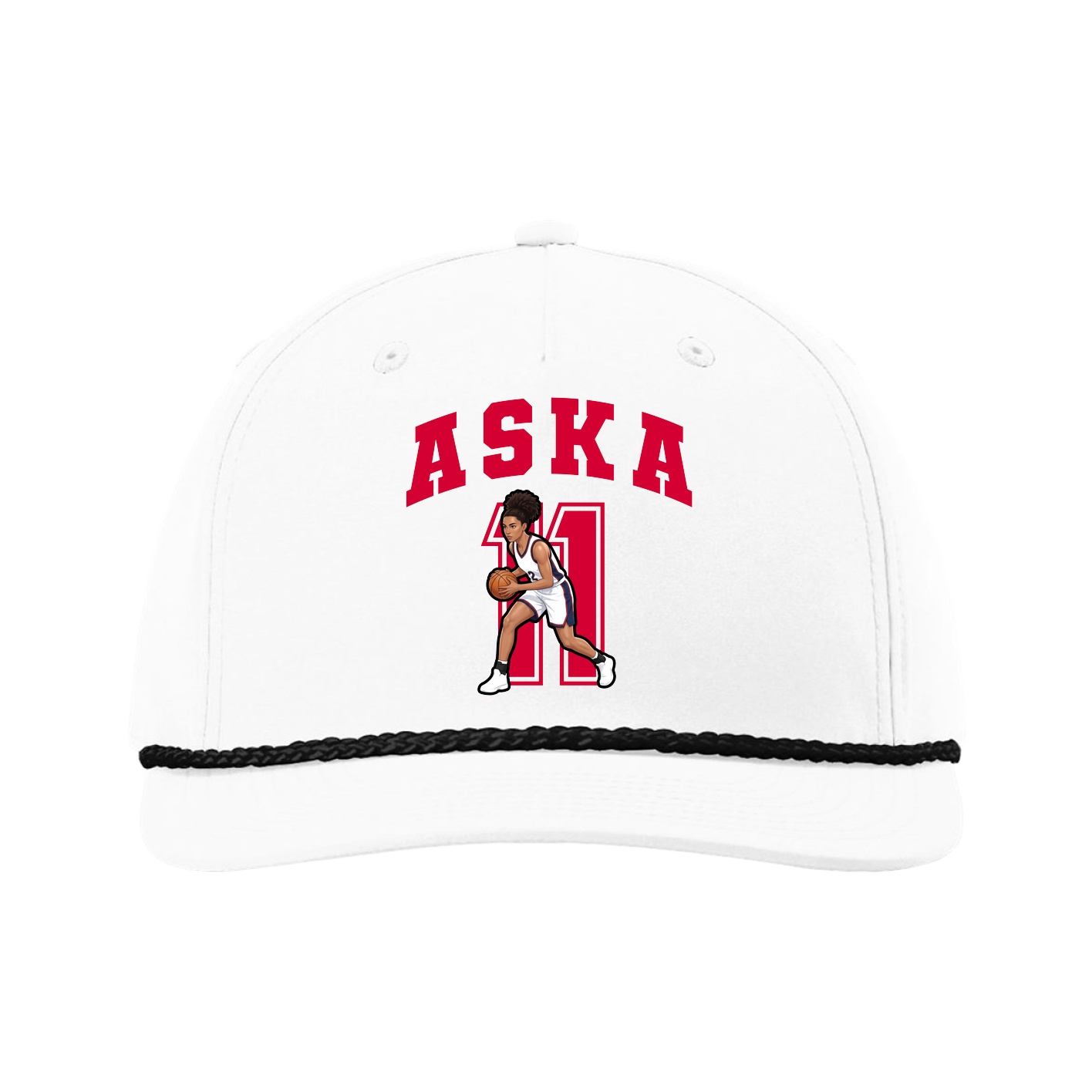 Five-Panel Classic Rope Cap — Number in White