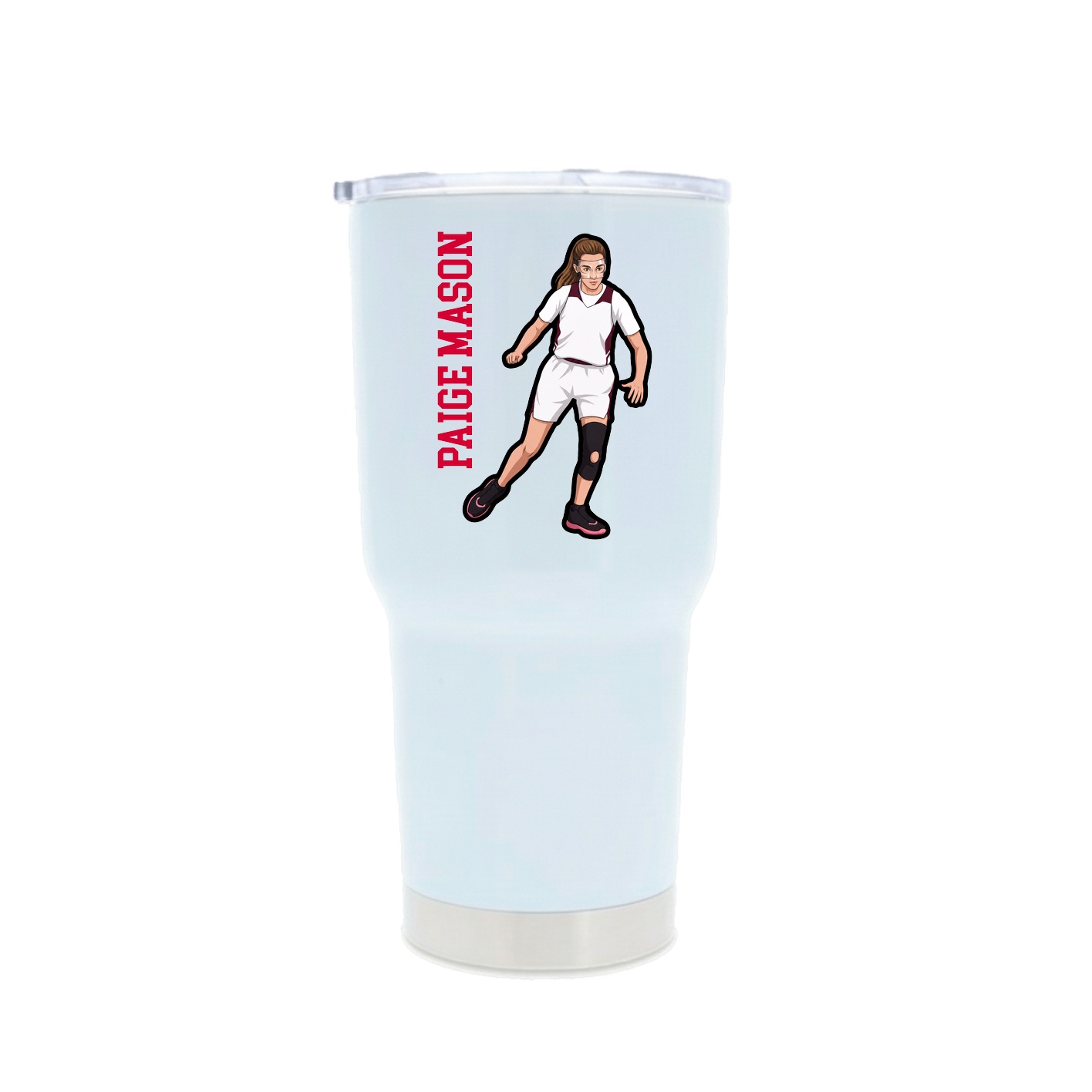 30oz Stainless Steel Tumbler — Name Vertical in White