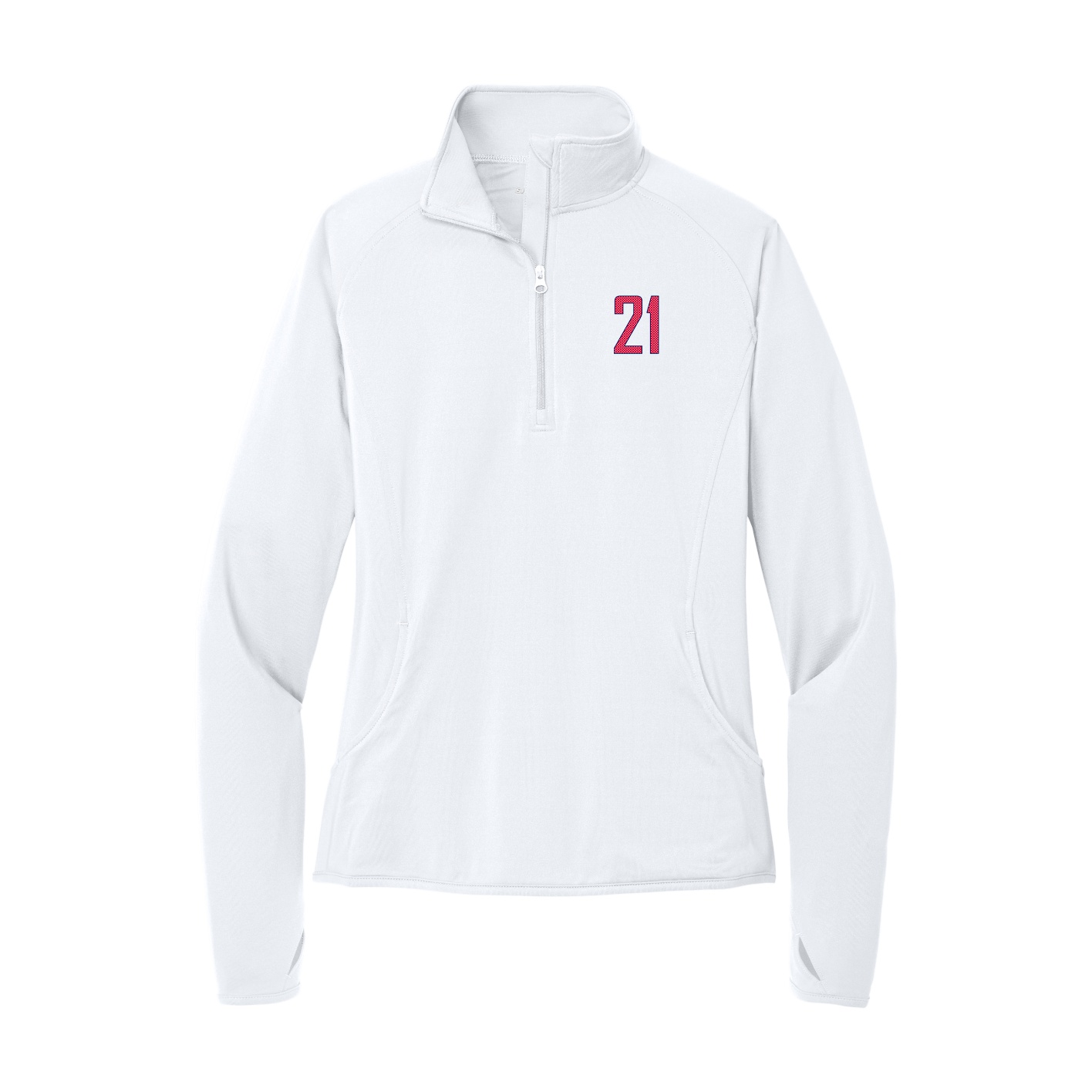 Women's Q-Zip Pullover — Front Shirsy in White