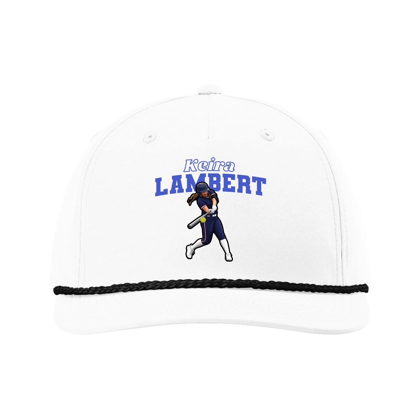 Five-Panel Classic Rope Cap — Name Arch in White