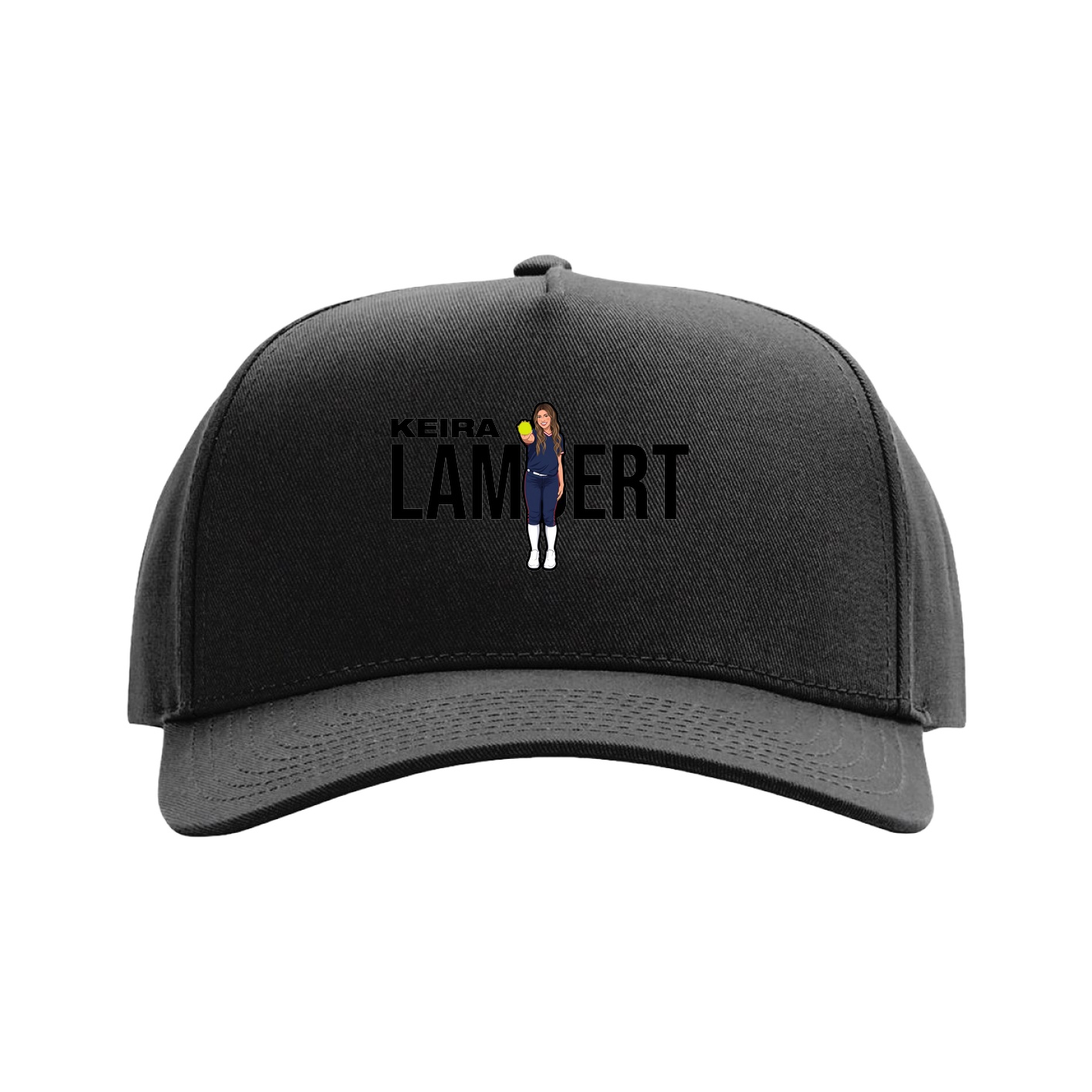 Full Fabric Five-Panel Champ Cap — Player Name in Black