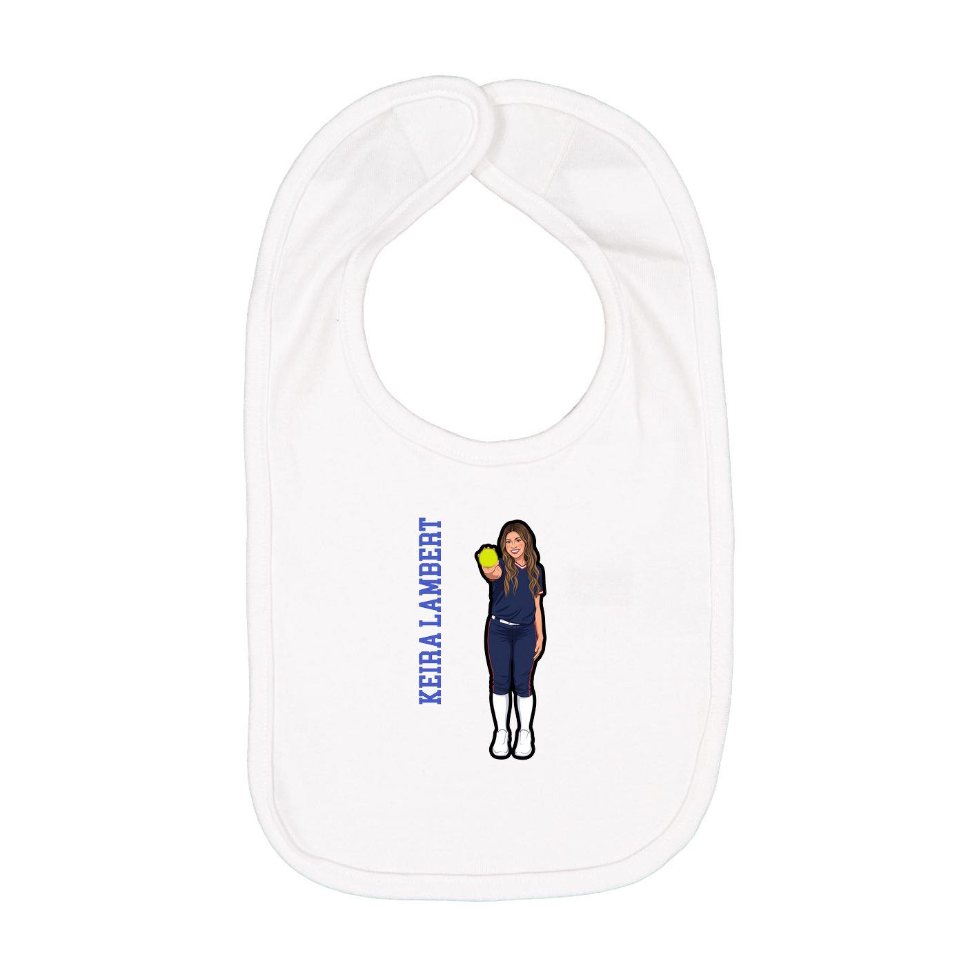 Infant Bib — Name Vertical in White