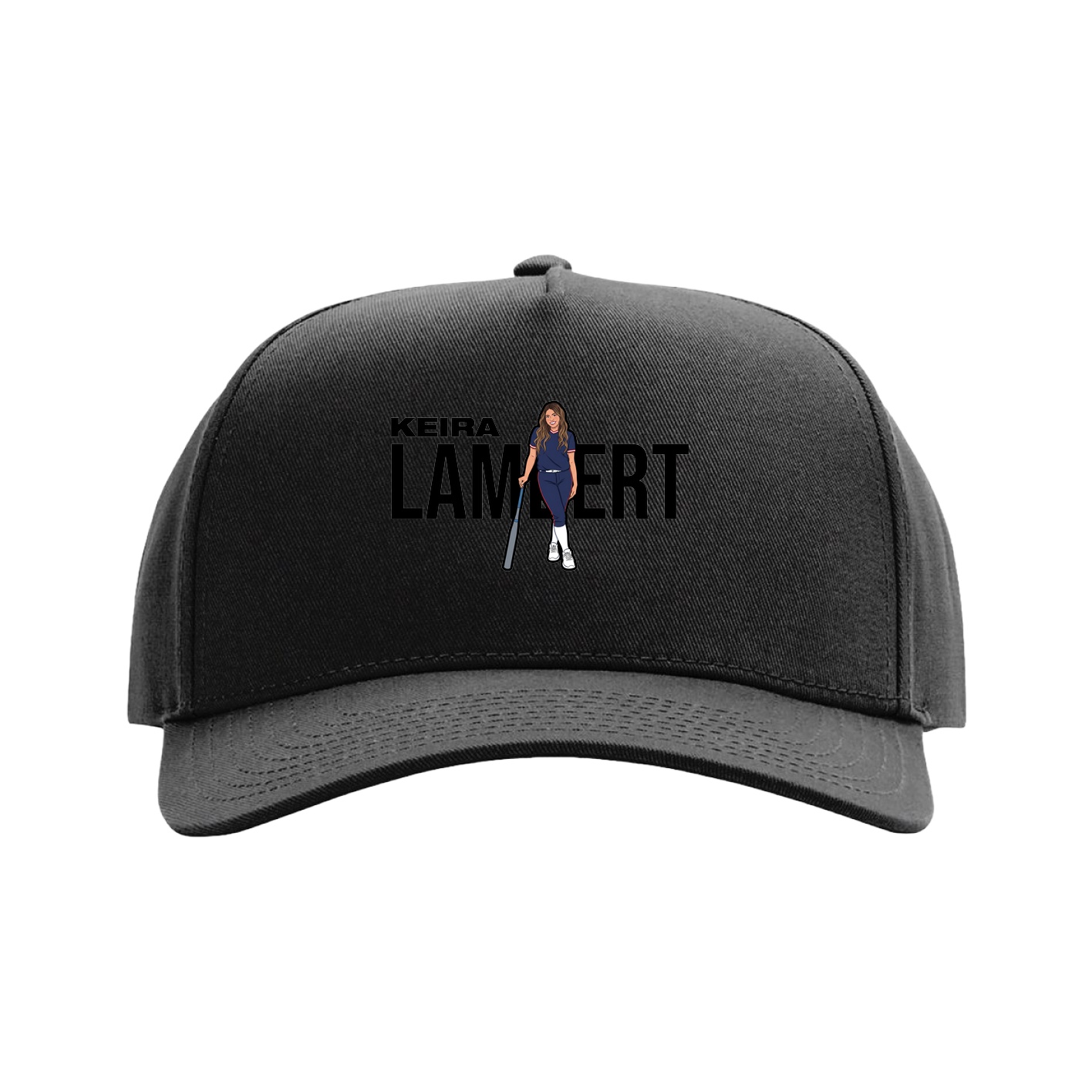Full Fabric Five-Panel Champ Cap — Player Name in Black