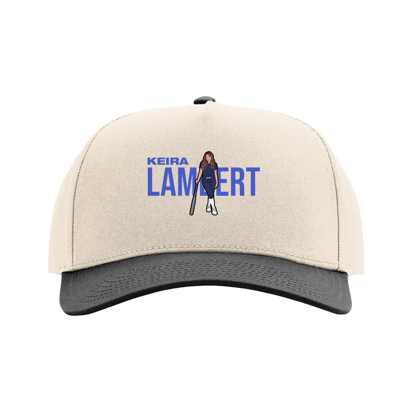 Full Fabric Five-Panel Champ Cap — Player Name in Cream/Black