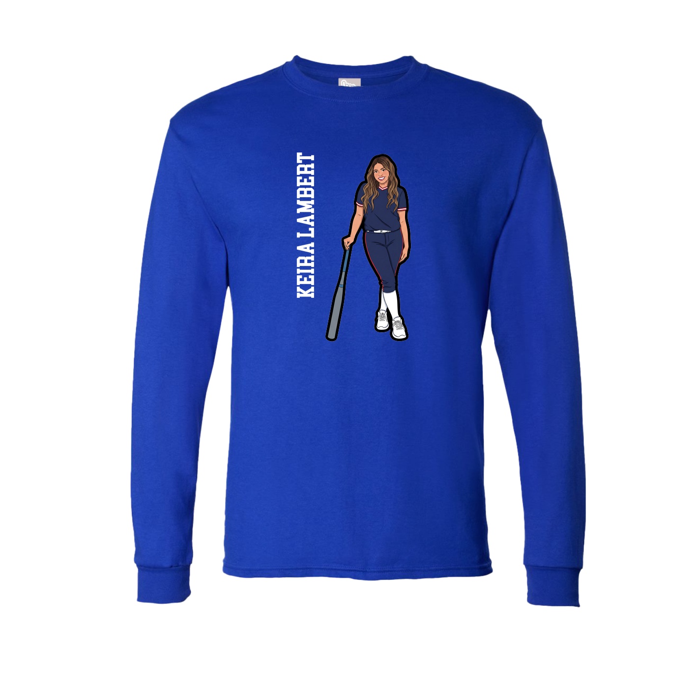 Long Sleeve Tee — Name Vertical in Royal