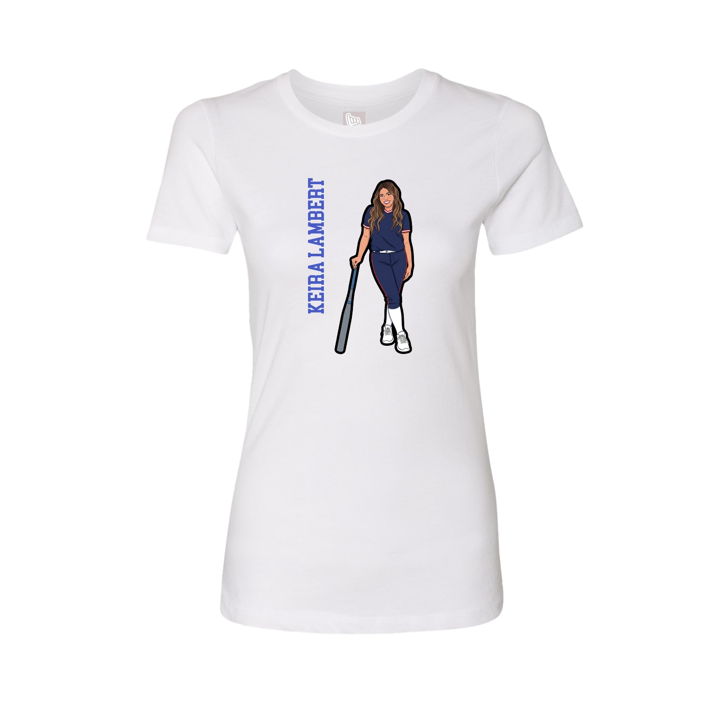 Womens Tee — Name Vertical in White