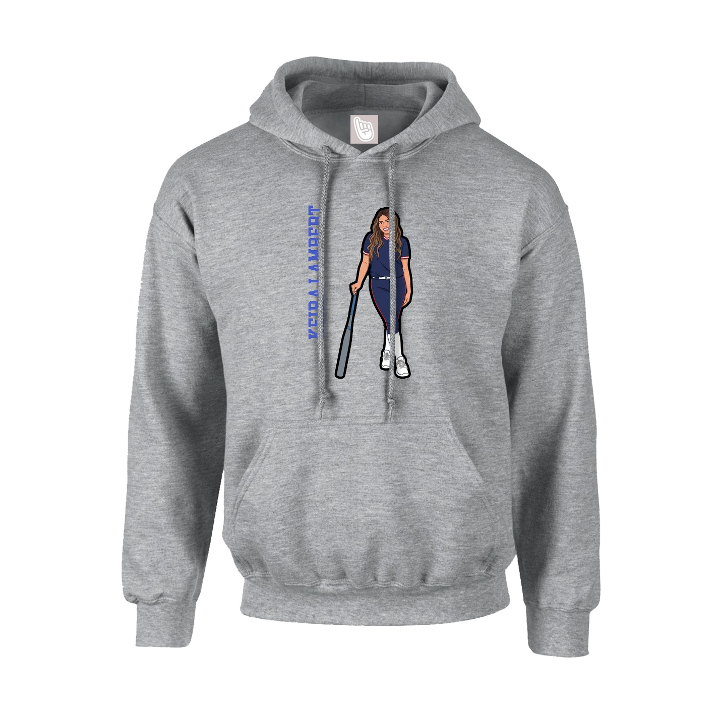 Hoodie — Name Vertical in Grey