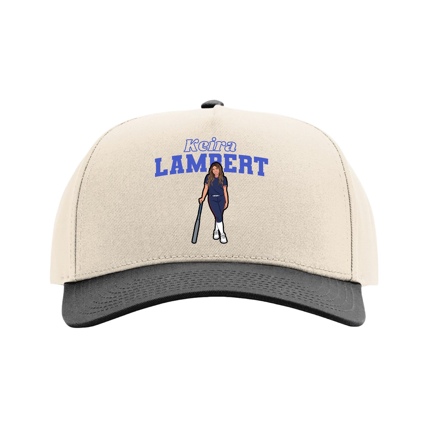 Full Fabric Five-Panel Champ Cap — Name Arch in Cream/Black