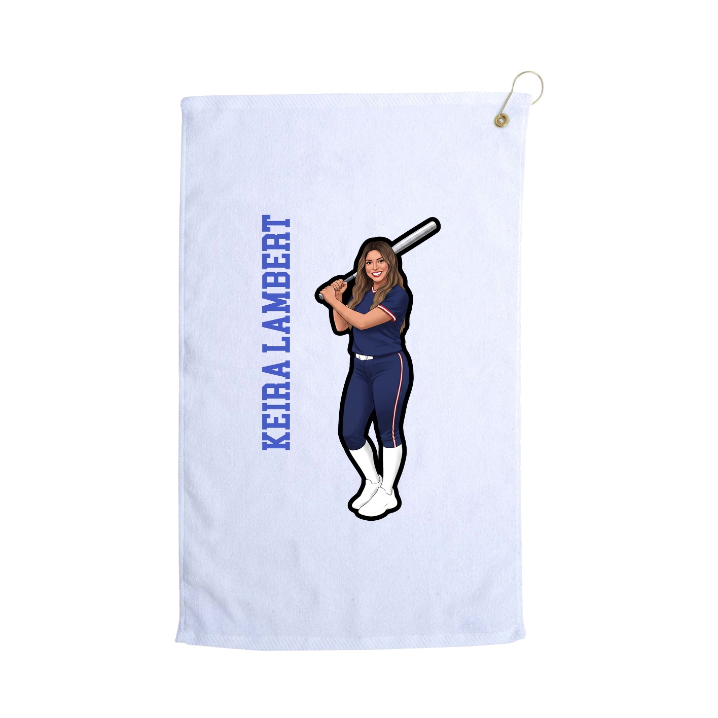 Golf Towel — Name Vertical in White