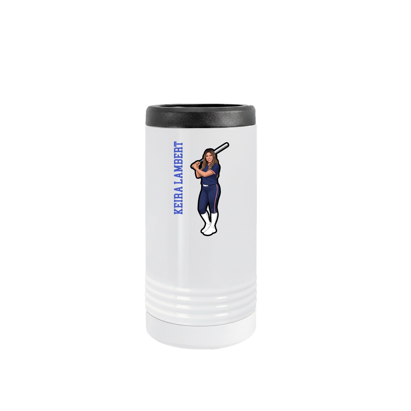 Slim Beverage Holder — Name Vertical in White