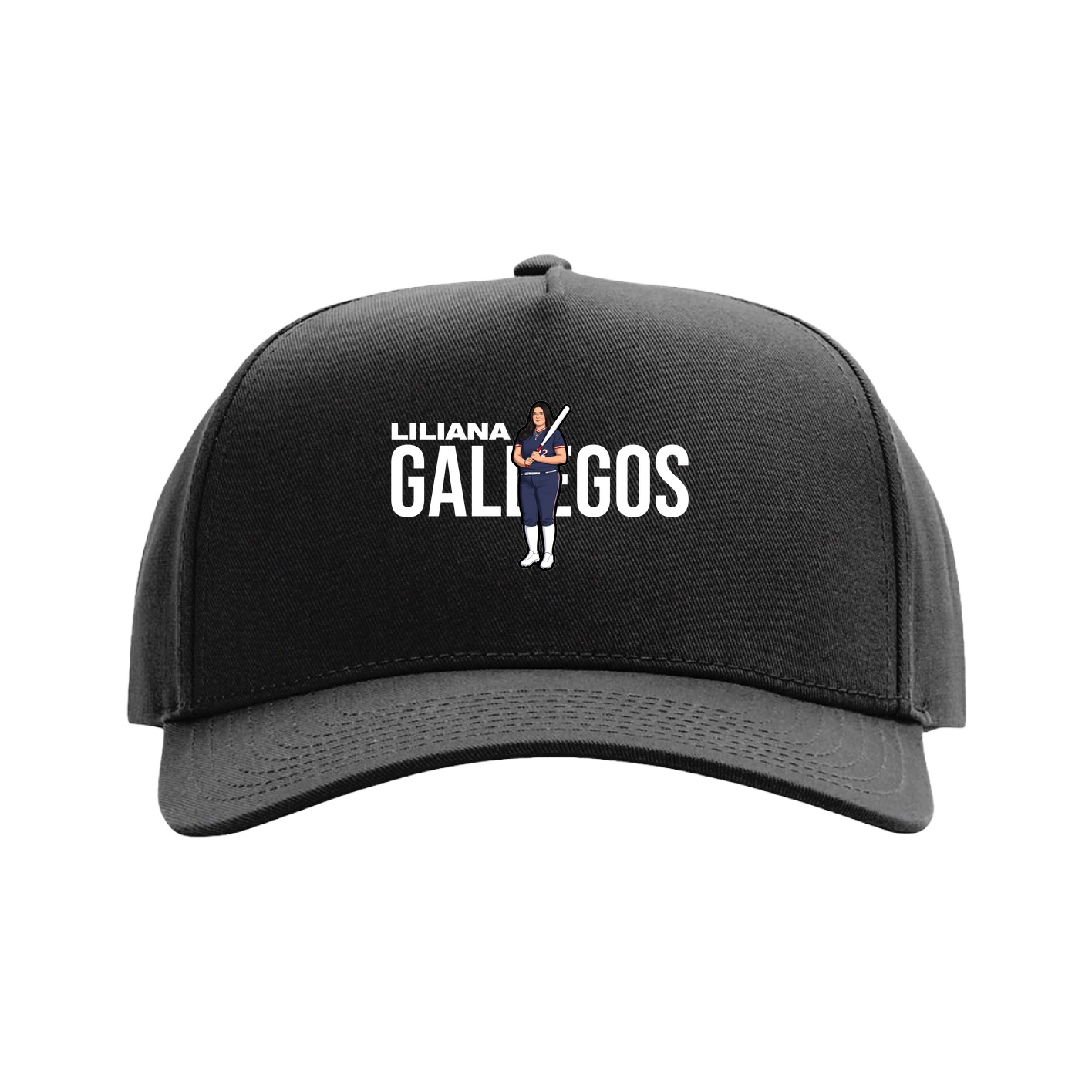 Full Fabric Five-Panel Champ Cap — Player Name in Black