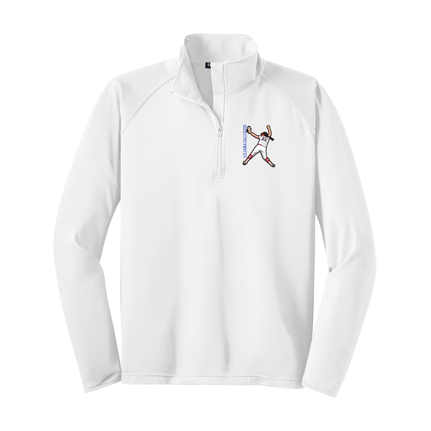 Q-Zip Pullover — Name Vertical in White