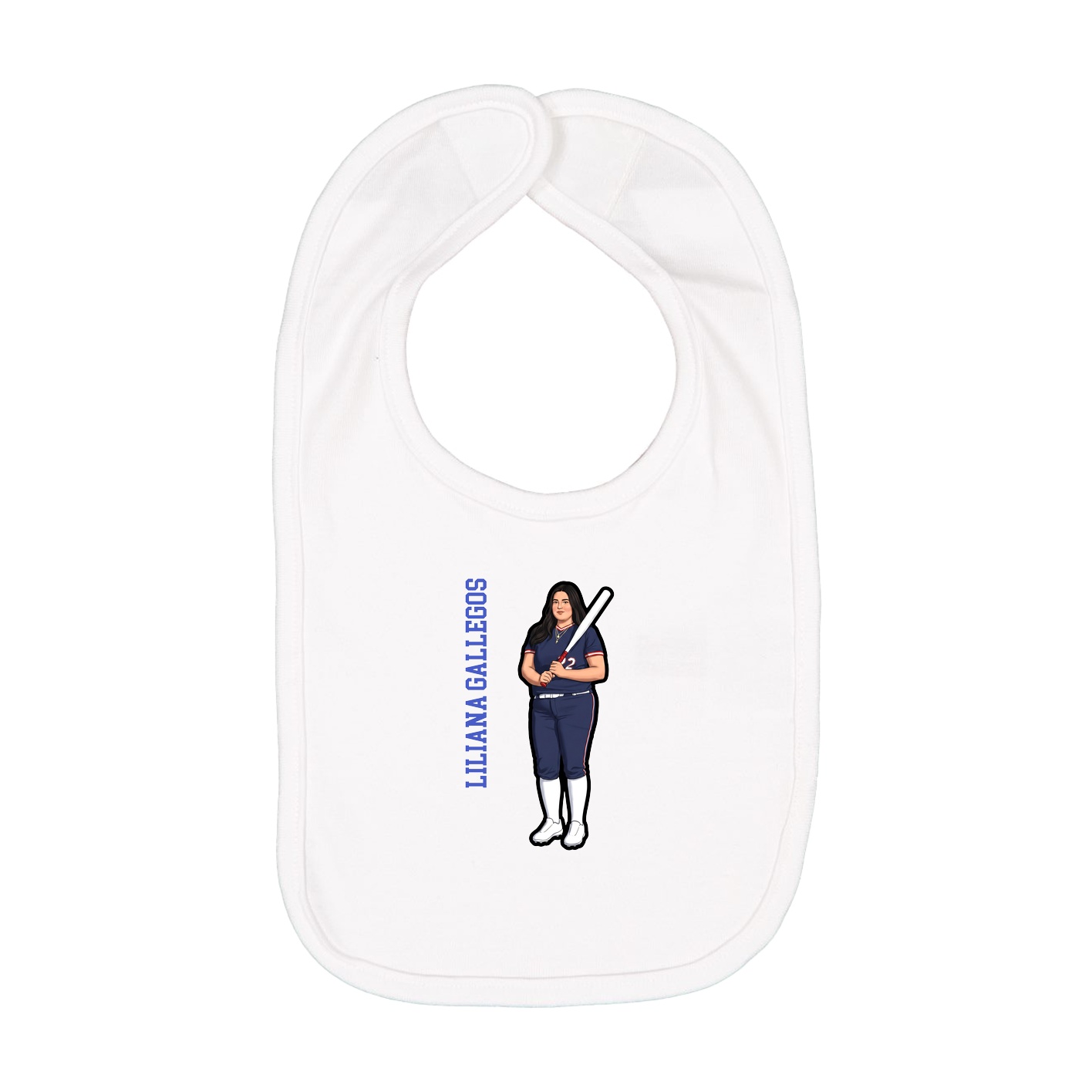 Infant Bib — Name Vertical in White