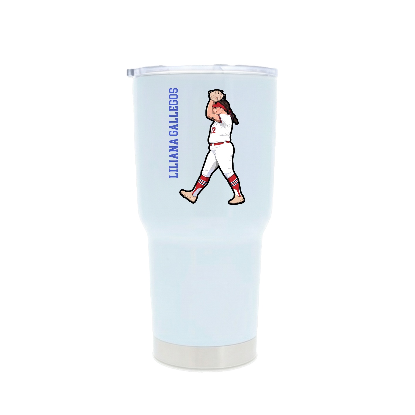 30oz Stainless Steel Tumbler — Name Vertical in White