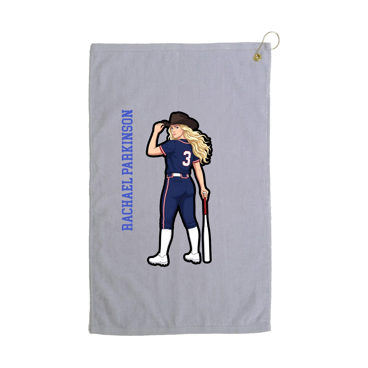 Golf Towel — Name Vertical in Grey