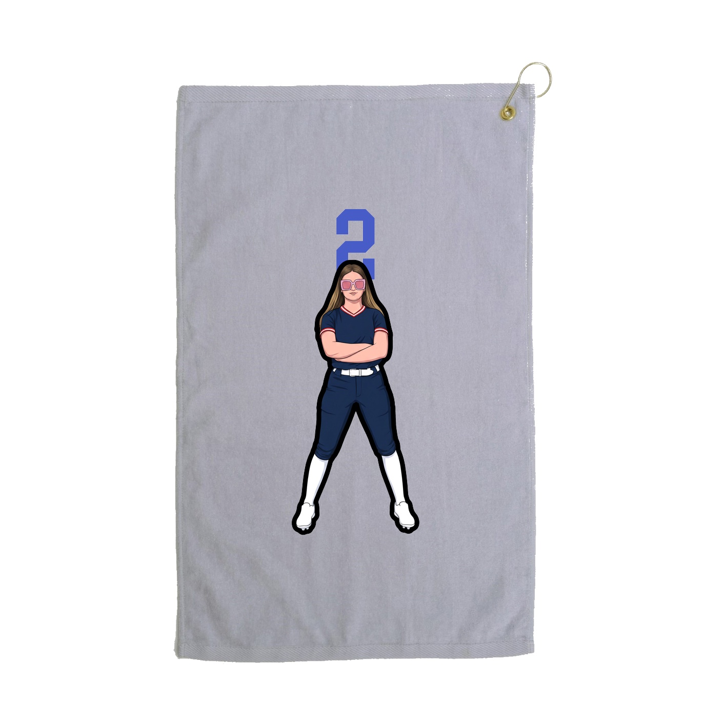 Golf Towel — Number Top in Grey