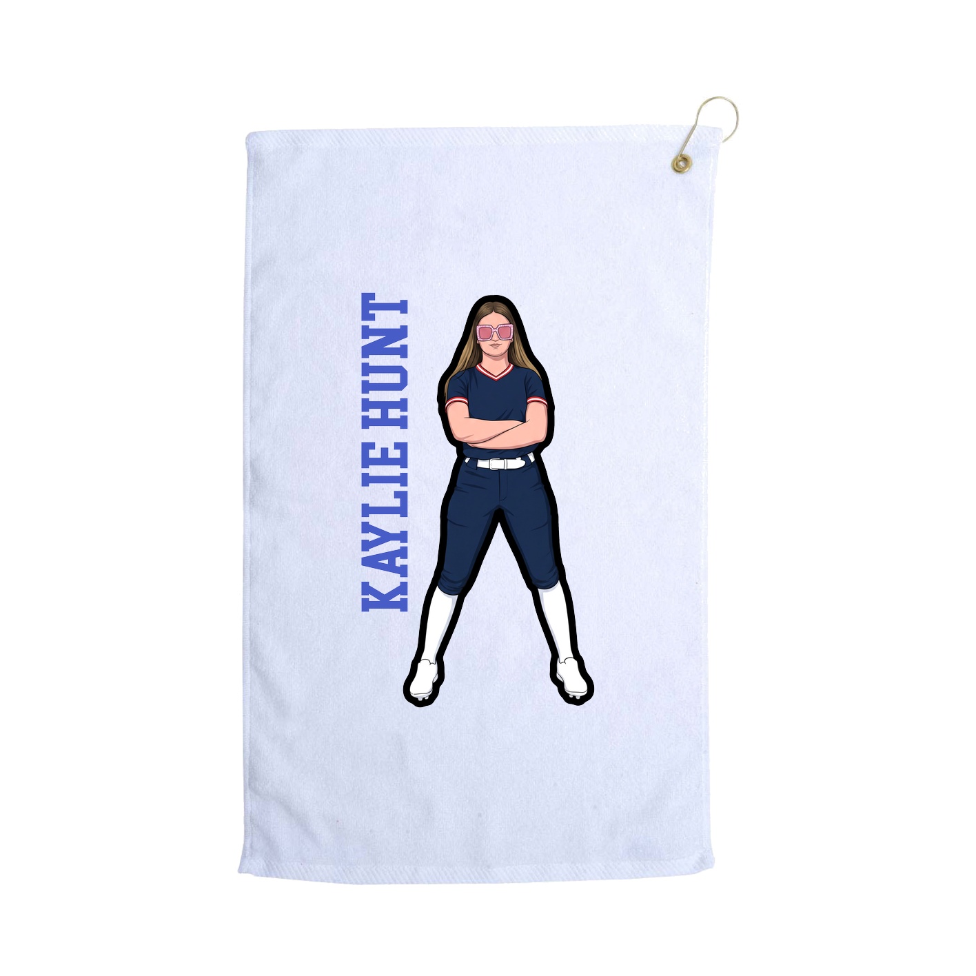 Golf Towel — Name Vertical in White