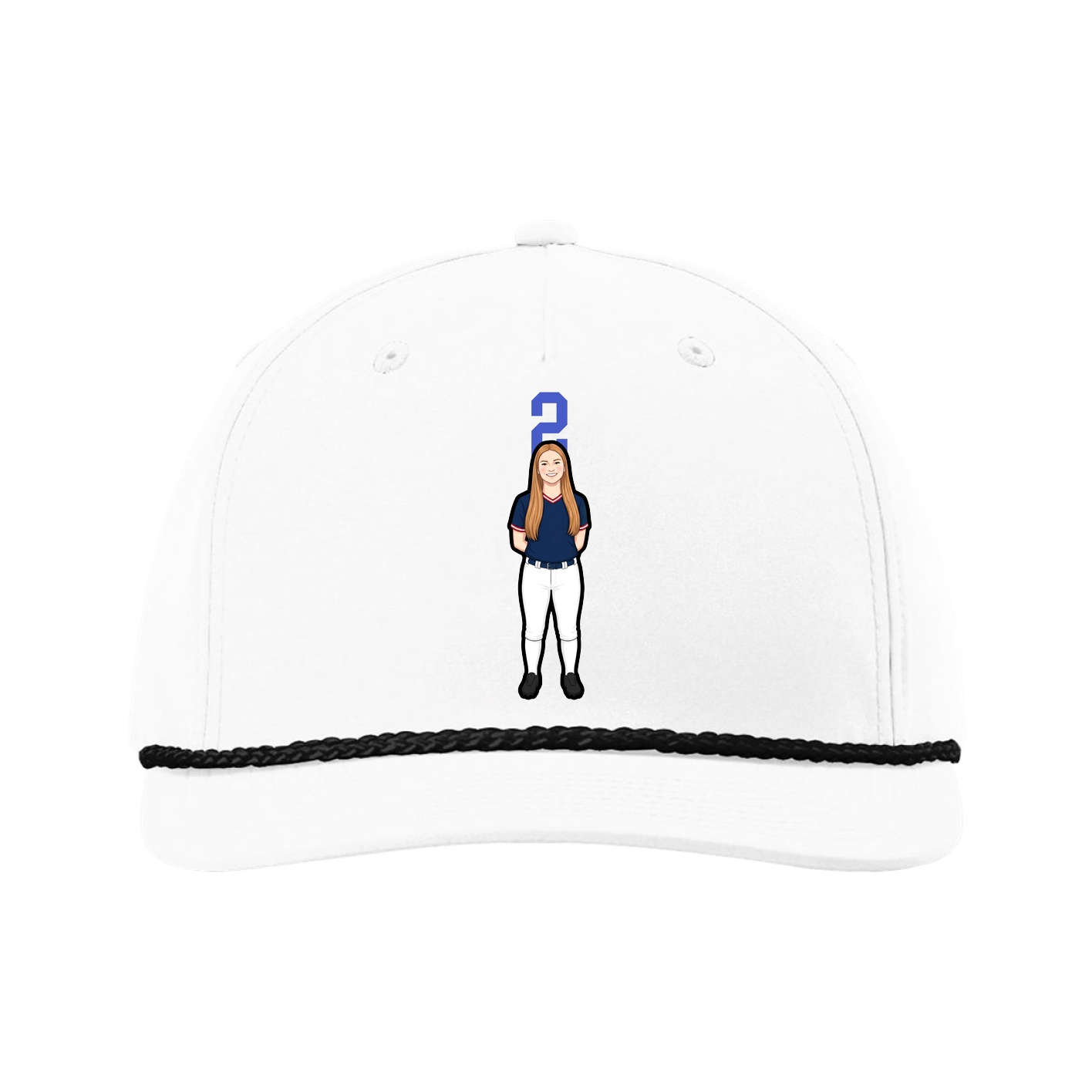 Five-Panel Classic Rope Cap — Number Top in White