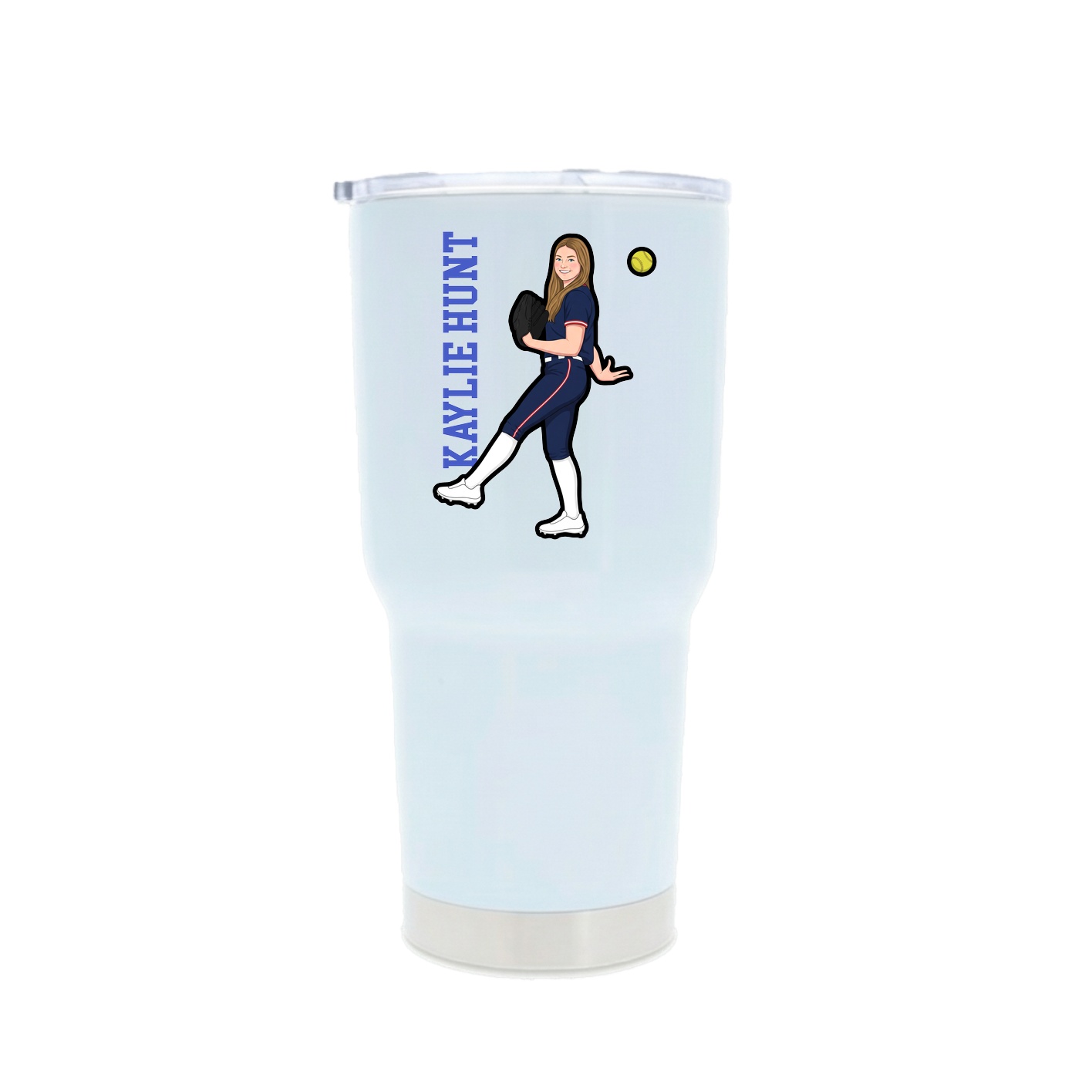 30oz Stainless Steel Tumbler — Name Vertical in White