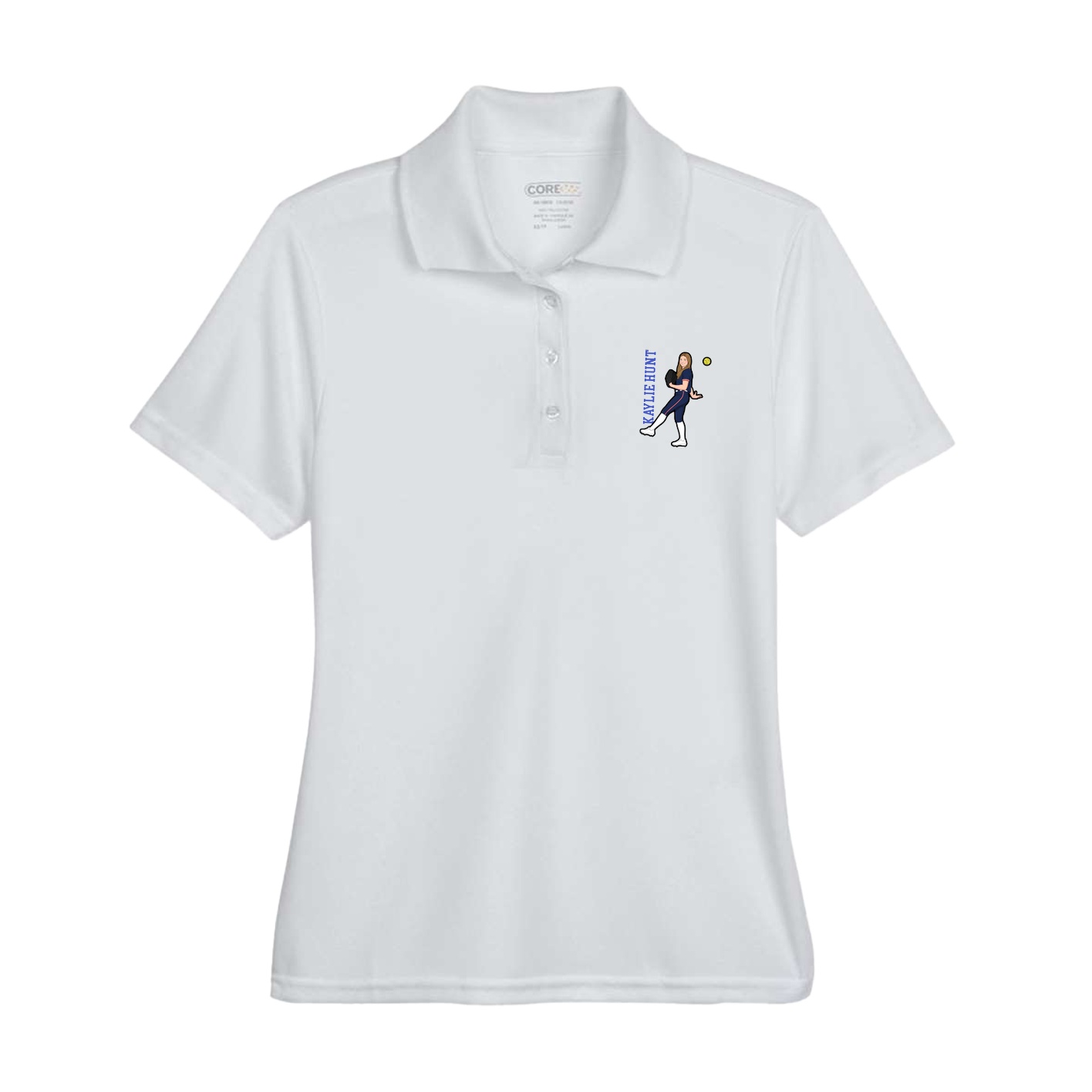 Womens Performance Polo — Name Vertical in Grey