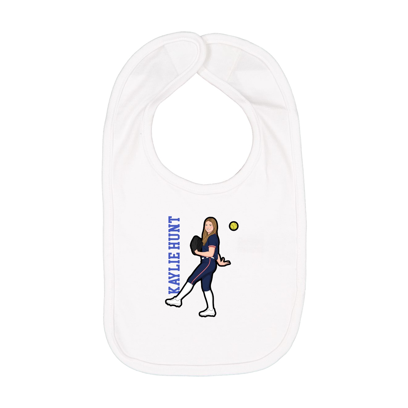 Infant Bib — Name Vertical in White