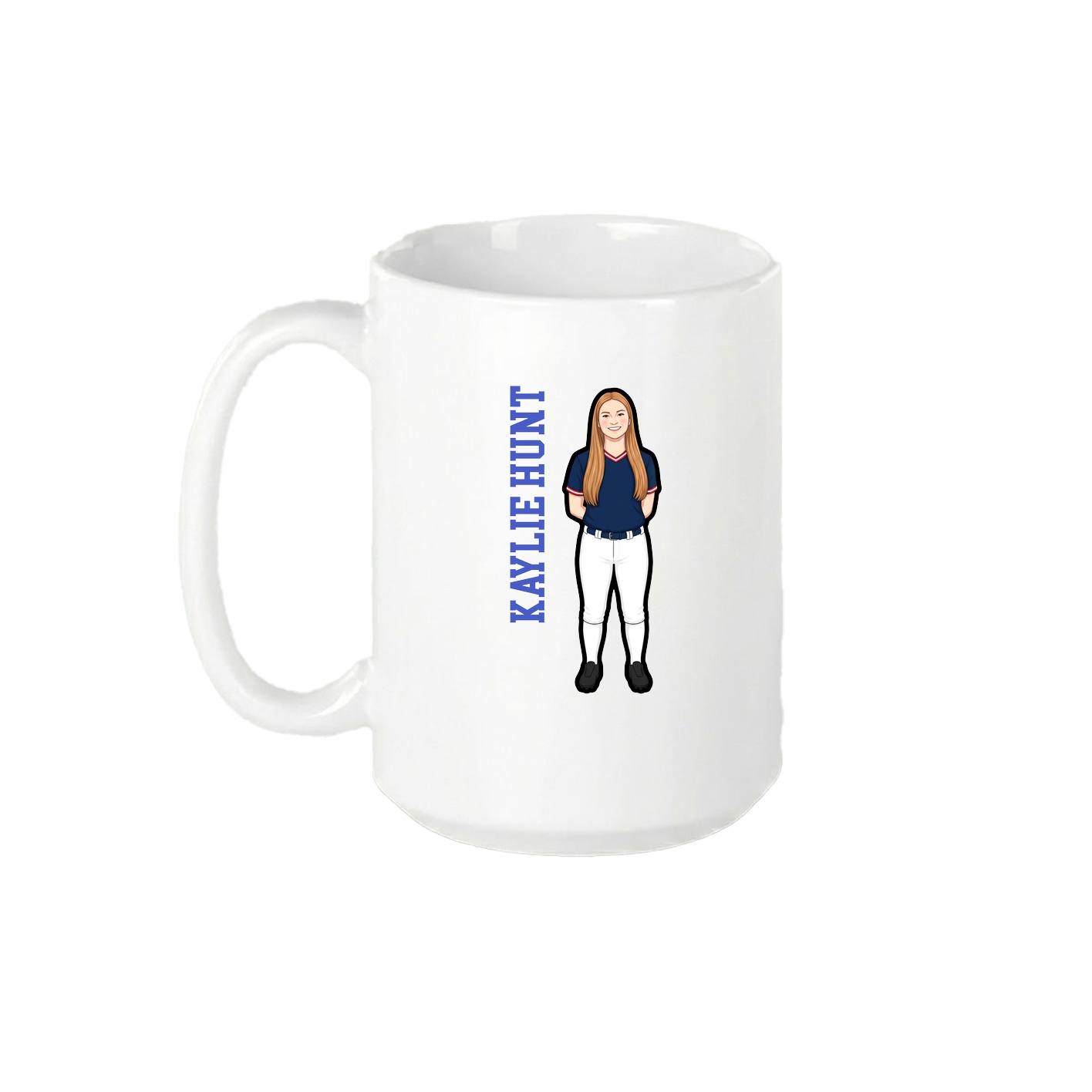 15oz Coffee Mug — Name Vertical in White