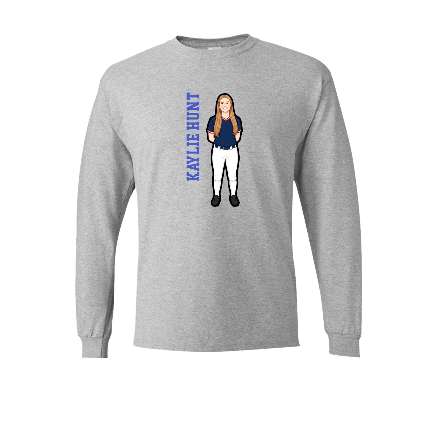 Long Sleeve Tee — Name Vertical in Grey