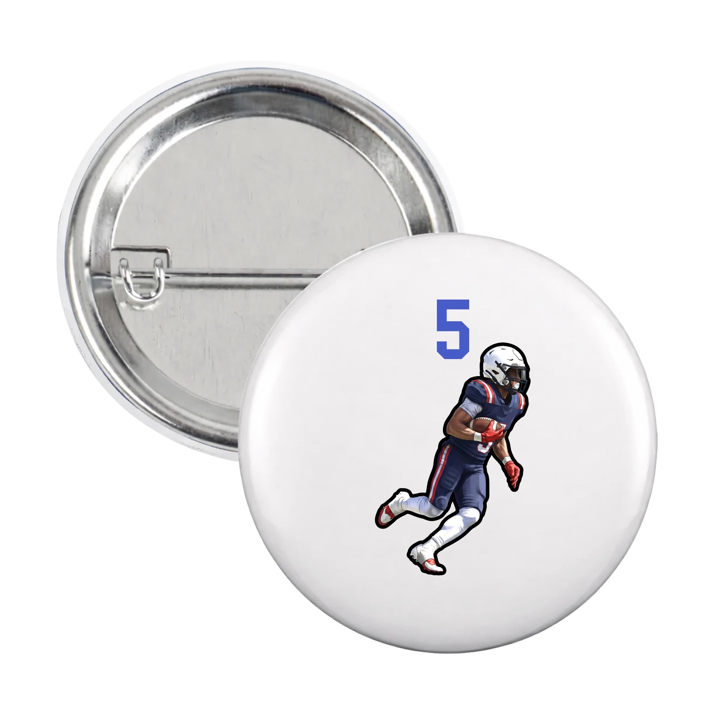 Game Day Button — Number Top in White