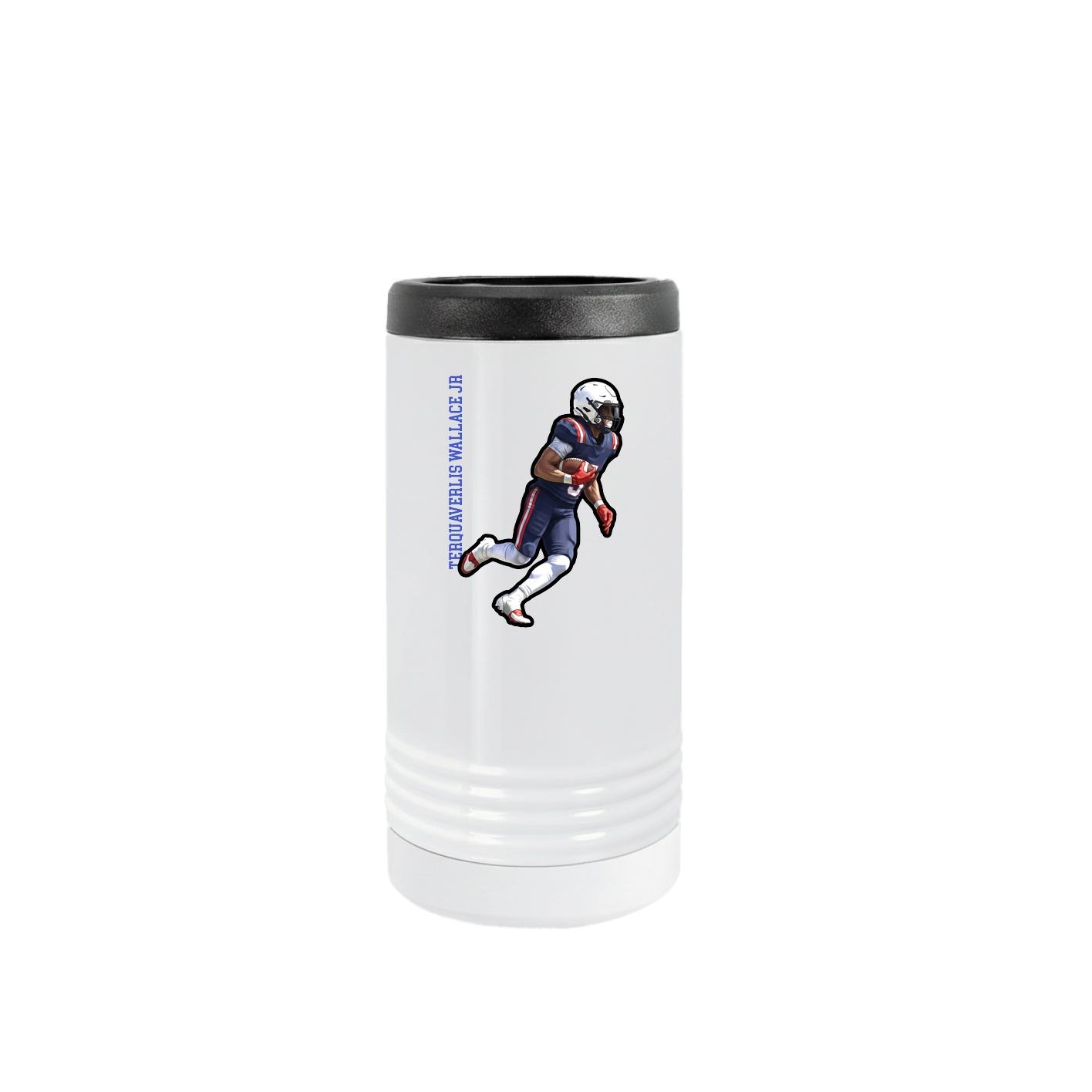 Slim Beverage Holder — Name Vertical in White