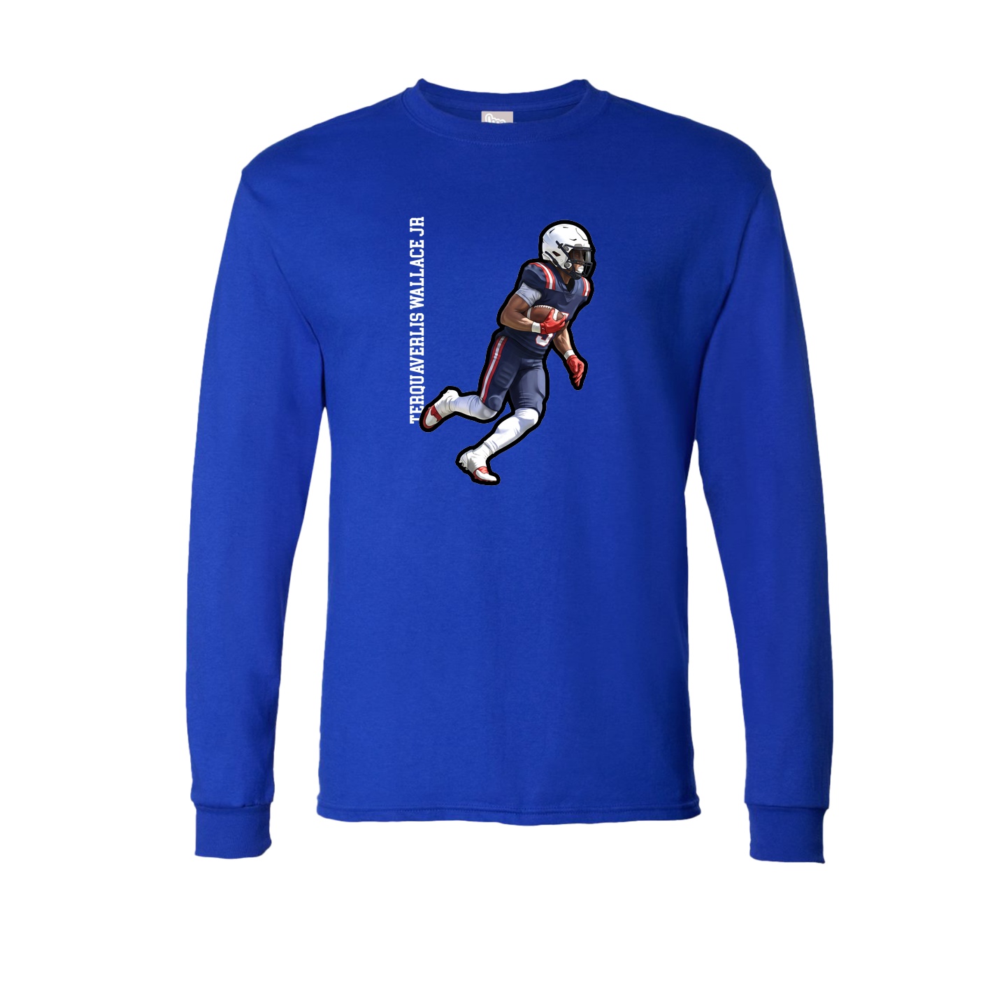 Long Sleeve Tee — Name Vertical in Royal