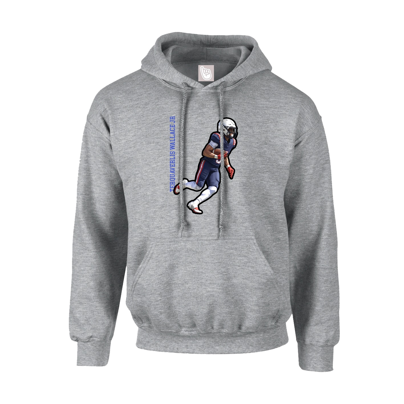 Hoodie — Name Vertical in Grey