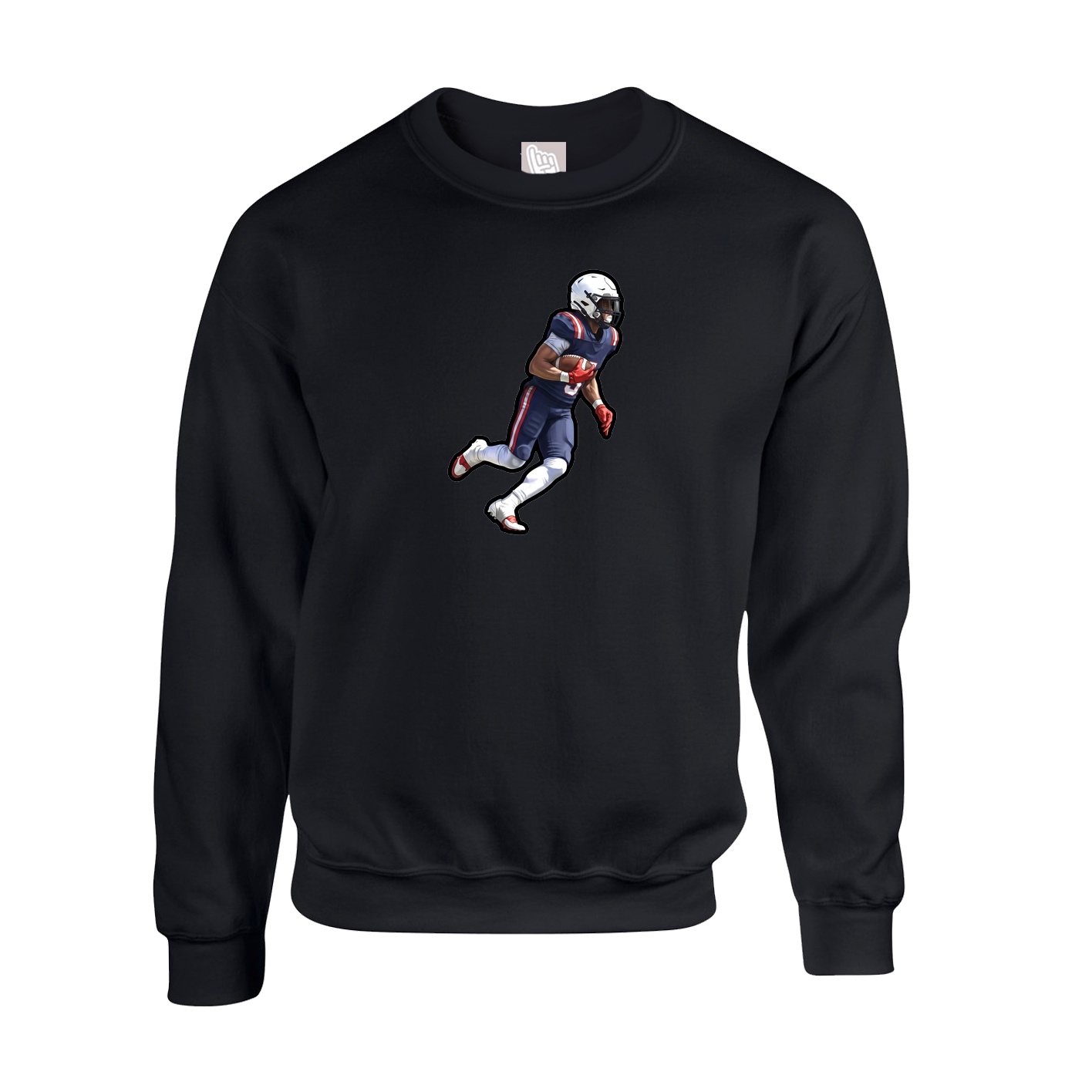 Fleece Crew — Name Vertical in Black
