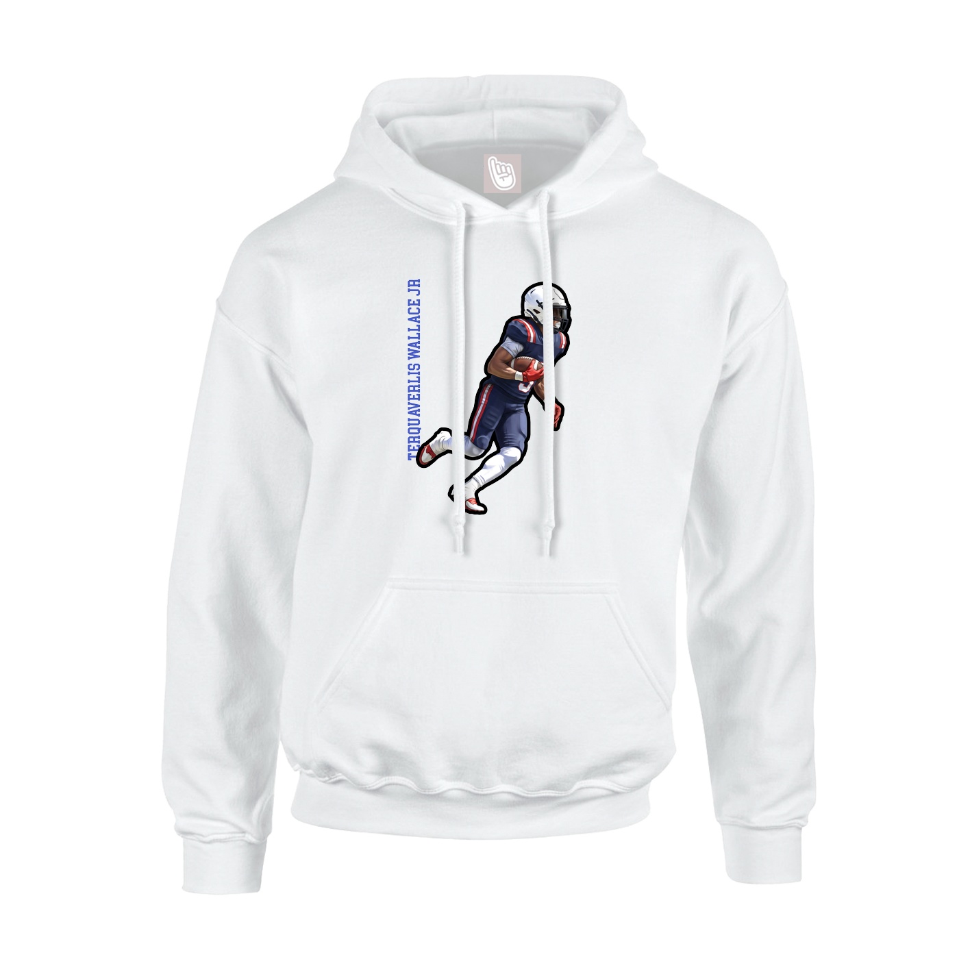 Youth Hoodie — Name Vertical in White