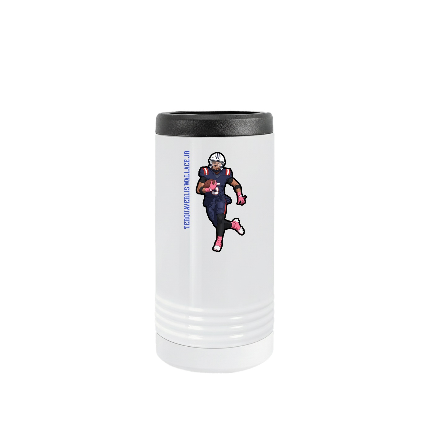 Slim Beverage Holder — Name Vertical in White