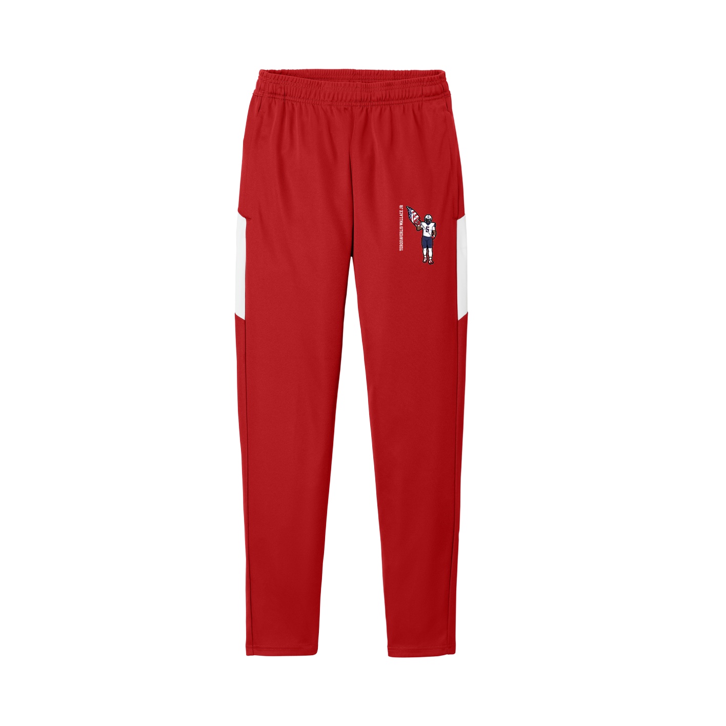 Team Travel Pant — Name Vertical in Cardinal/White