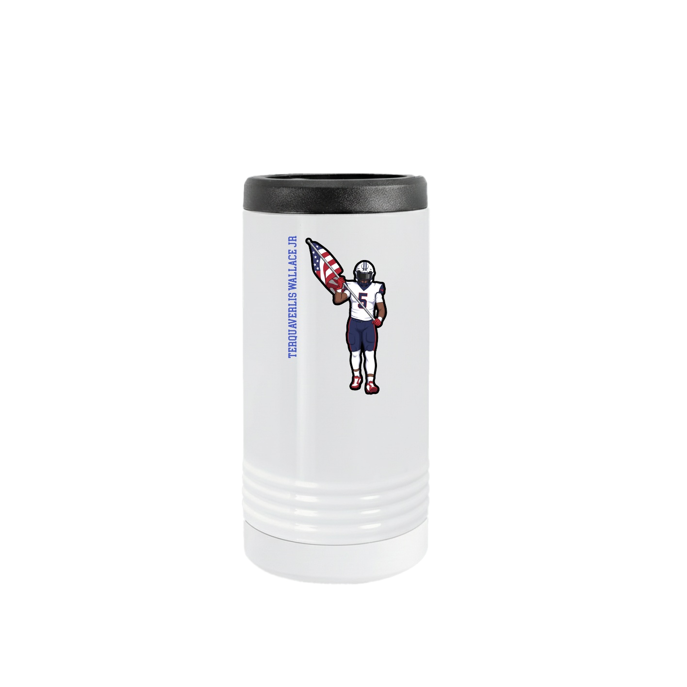 Slim Beverage Holder — Name Vertical in White