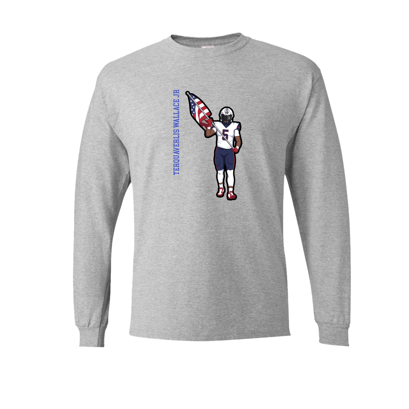 Long Sleeve Tee — Name Vertical in Grey