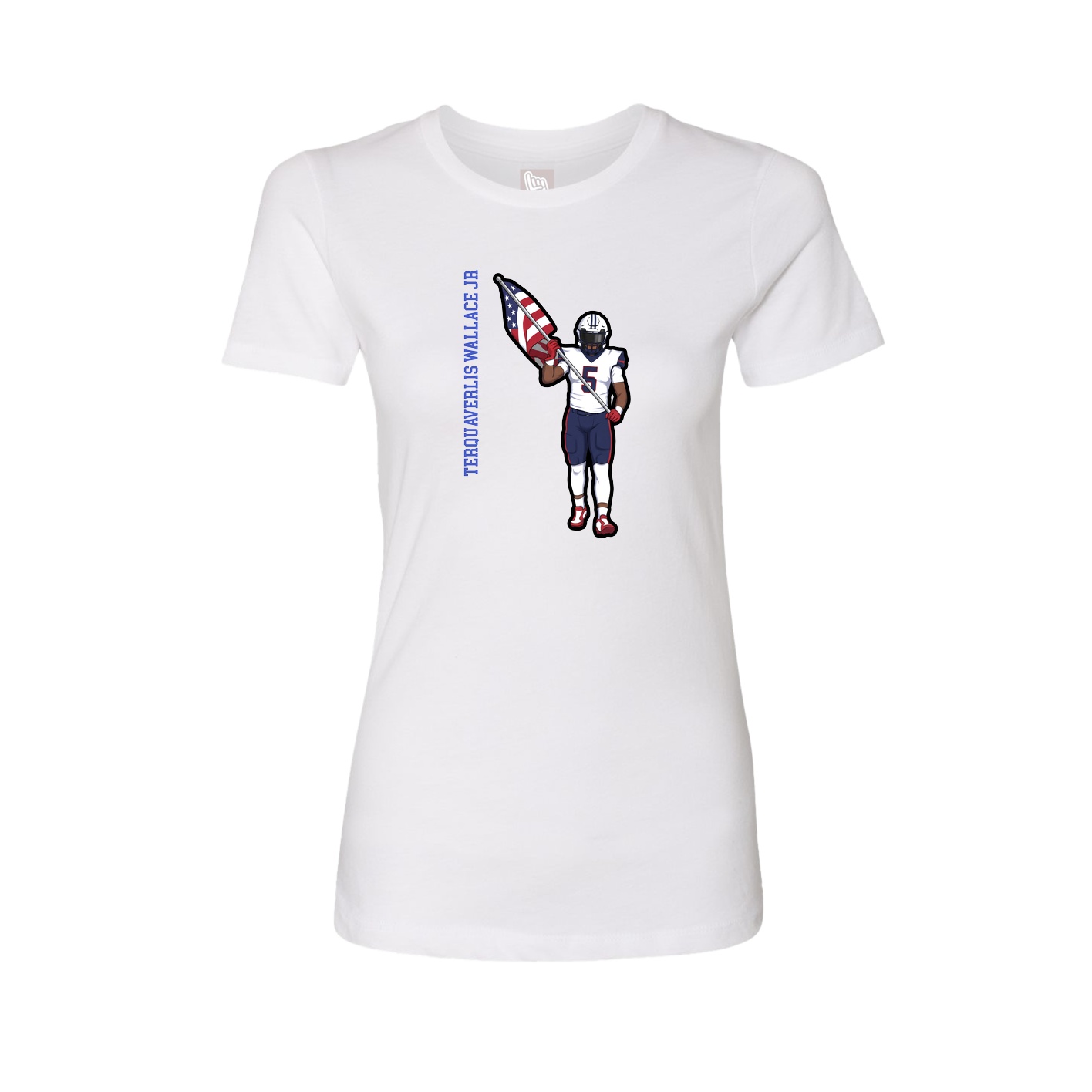 Womens Tee — Name Vertical in White