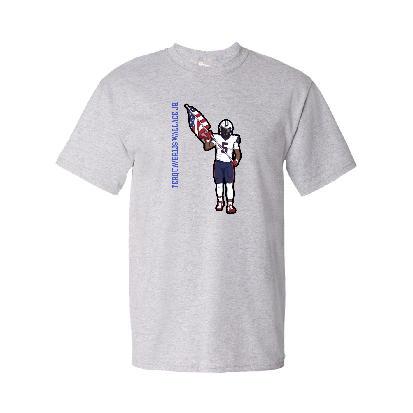Youth Tee — Name Vertical in Grey