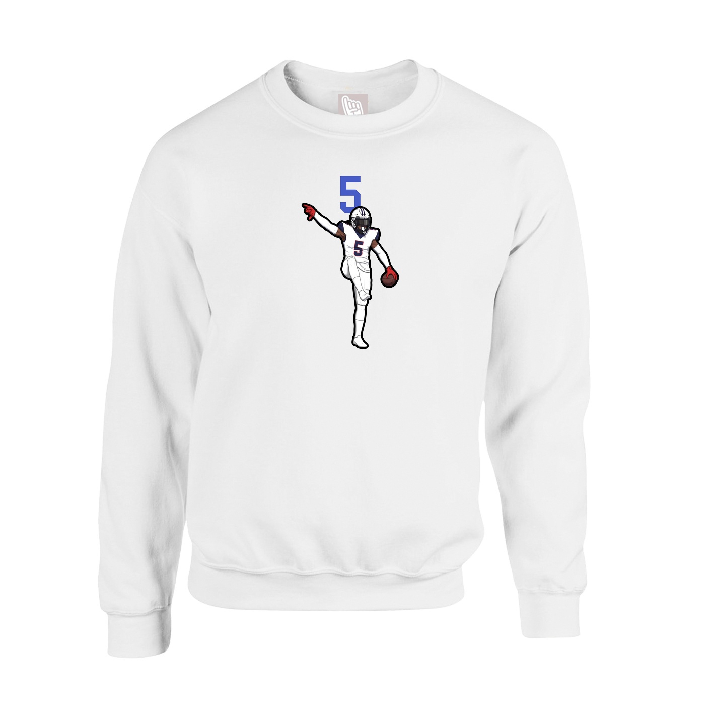 Fleece Crew — Number Top in White