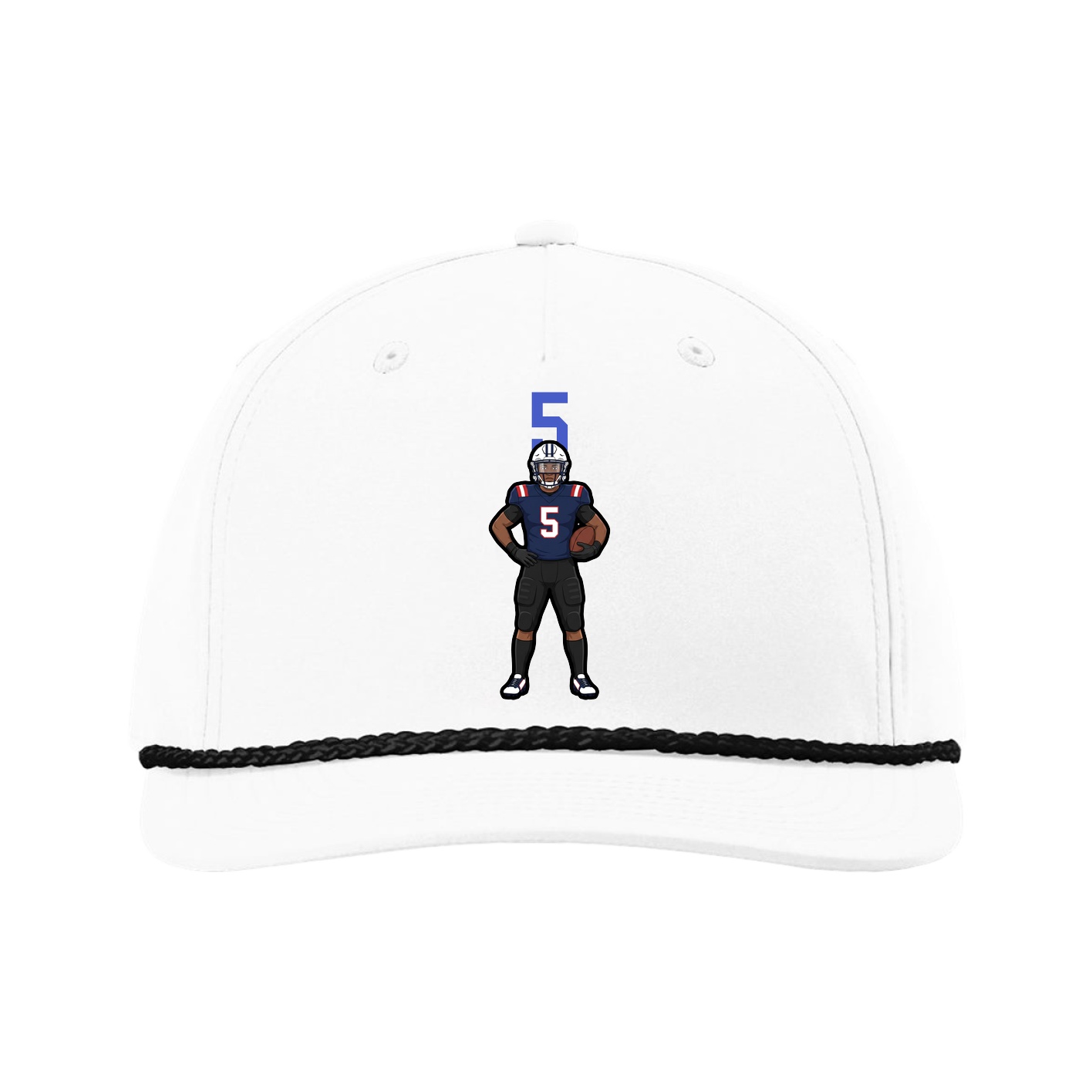 Five-Panel Classic Rope Cap — Number Top in White