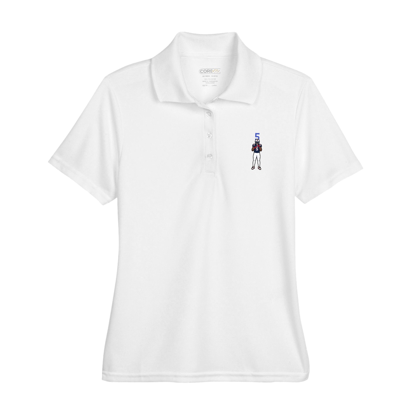 Womens Performance Polo — Number Top in White