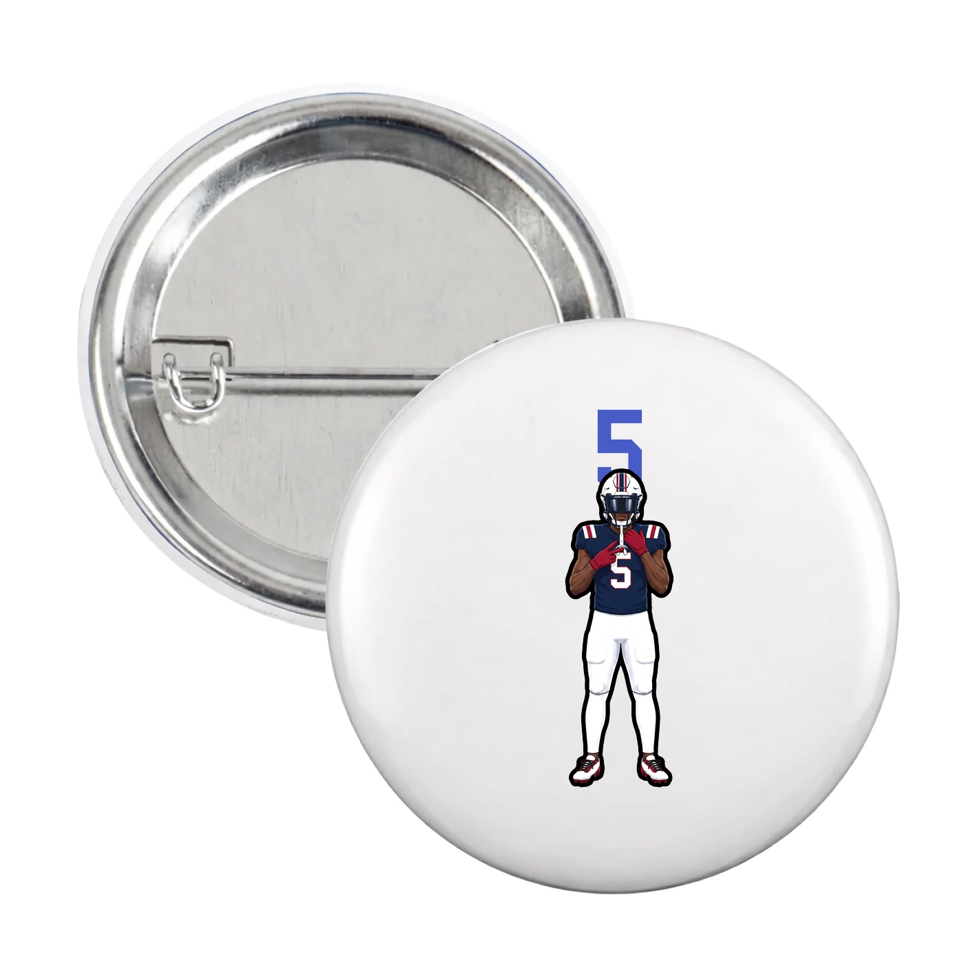 Game Day Button — Number Top in White