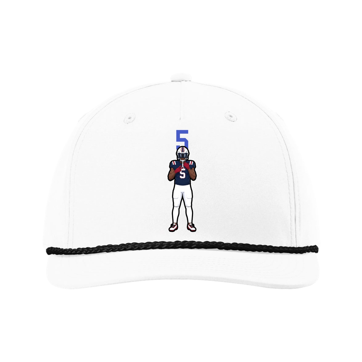 Five-Panel Classic Rope Cap — Number Top in White